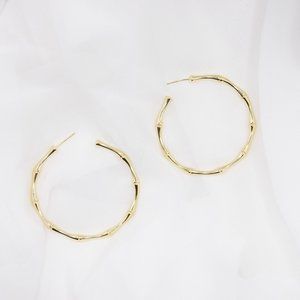 Gold Hoop Earrings, Bamboo Earrings, Thin Hoop Earrings, Bamboo Hoops